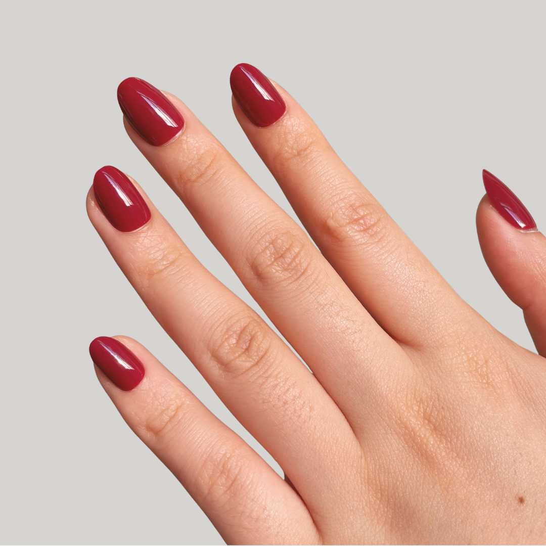 Berry Red Oval Press-On Nails